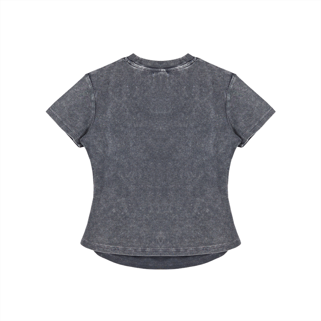 Vintaged-Wash Bodycon Cotton T-Shirt