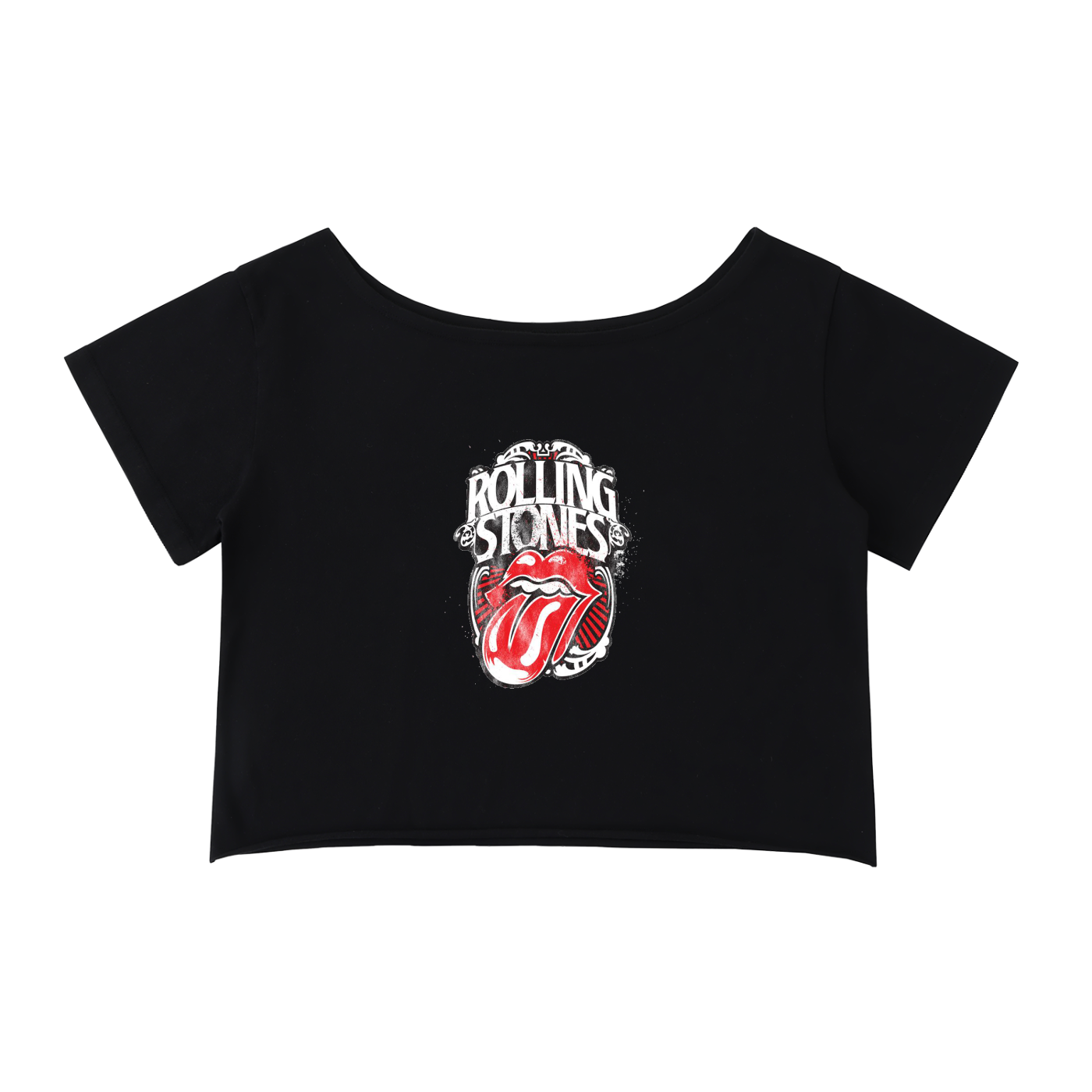 Off-Shoulder Rolled Hem Cotton T-Shirt