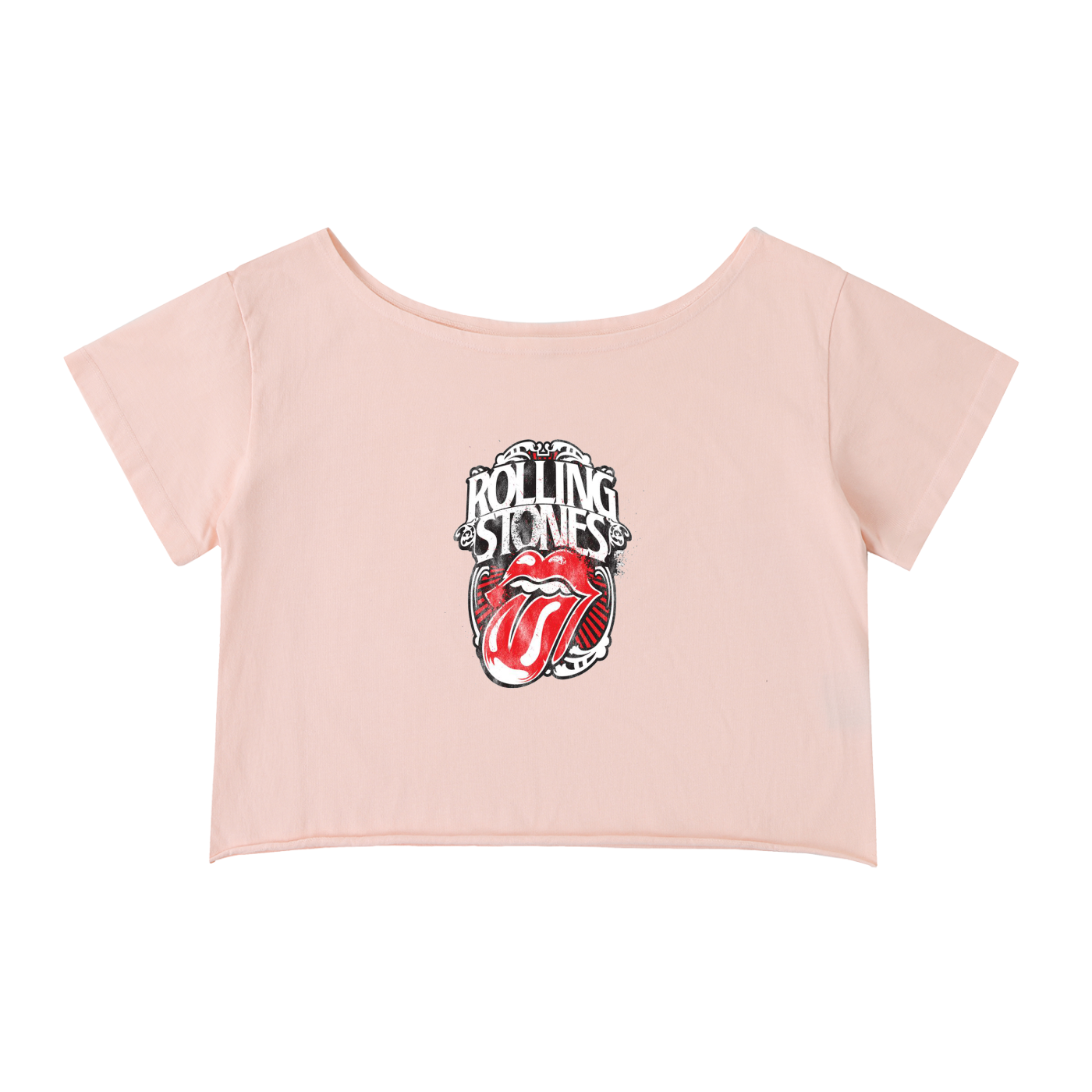 Off-Shoulder Rolled Hem Cotton T-Shirt