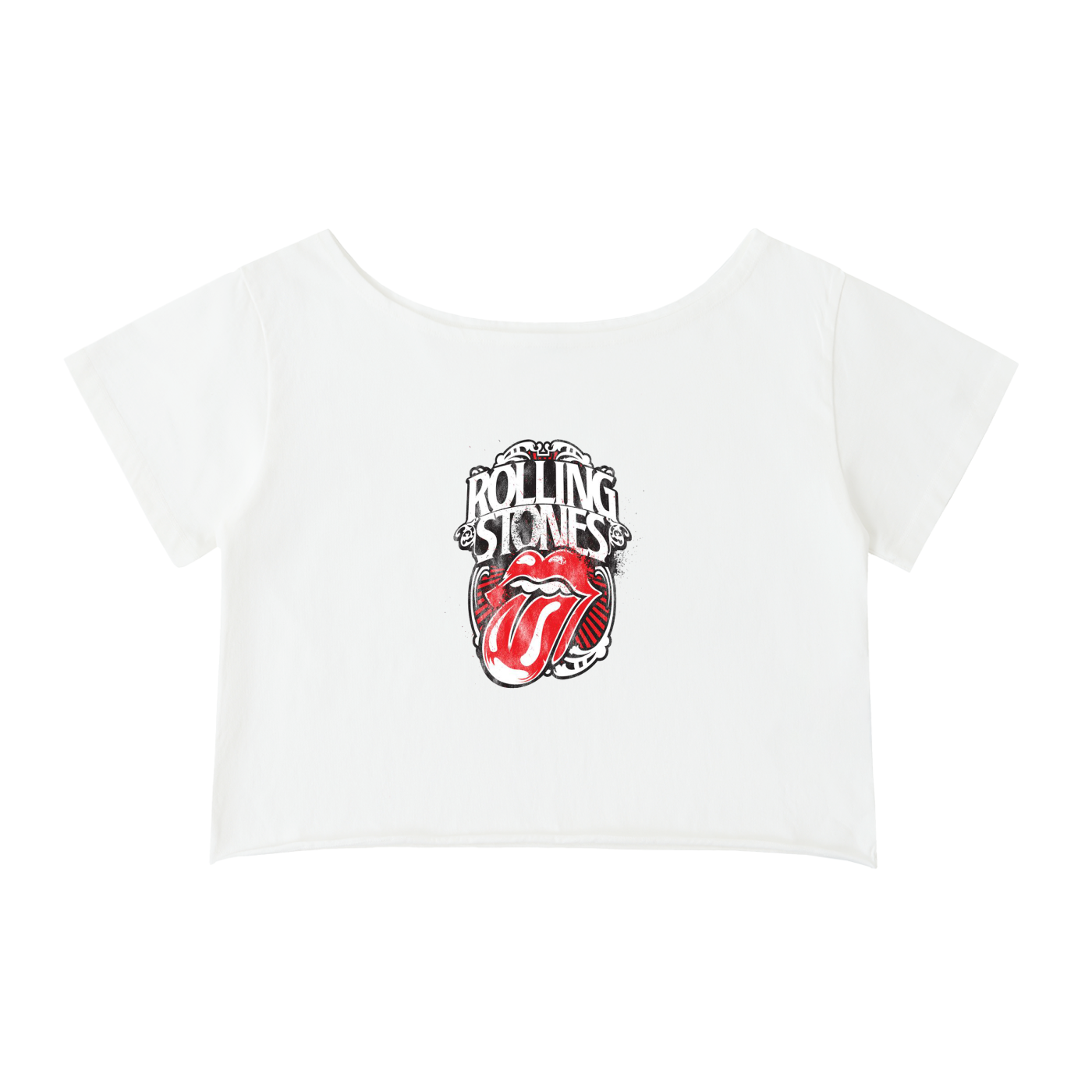 Off-Shoulder Rolled Hem Cotton T-Shirt